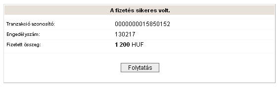 Fizets sikeresen megtrtnt